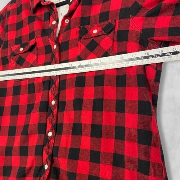 Buffalo Plaid Fleece Shacket Lined Shirt Jacket Red Black BC Clothing Women’s M - Picture 4 of 14